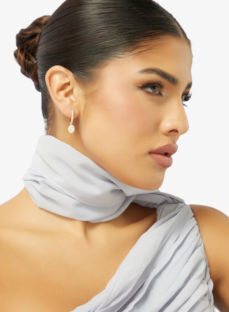 ايلا أقراط صغيرة مزينة بالماس والزركون مع تفاصيل ذهبية - Image 3